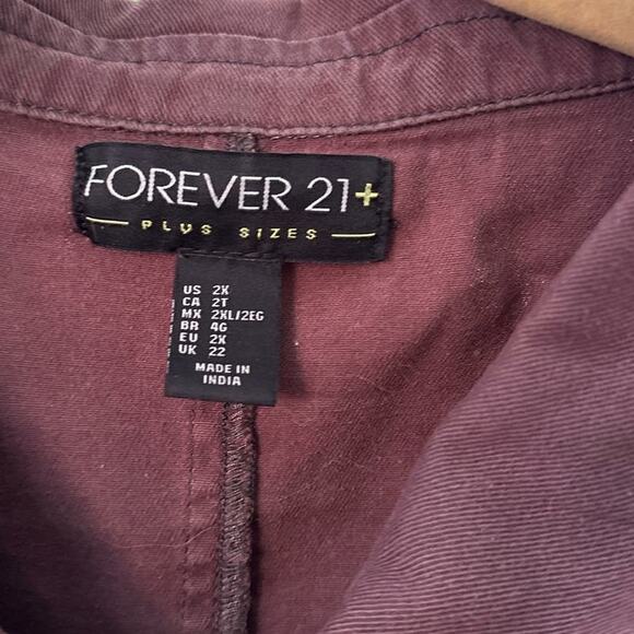 Forever 21 Plus + Size 2X 4 Pocket Purple Collared Button Down Long Sleeve Shirt - Picture 5 of 5